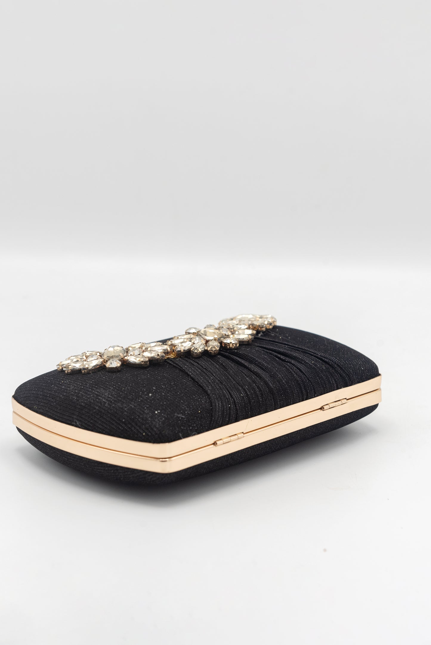 Midnight Jewels Shimmery Black Clutch