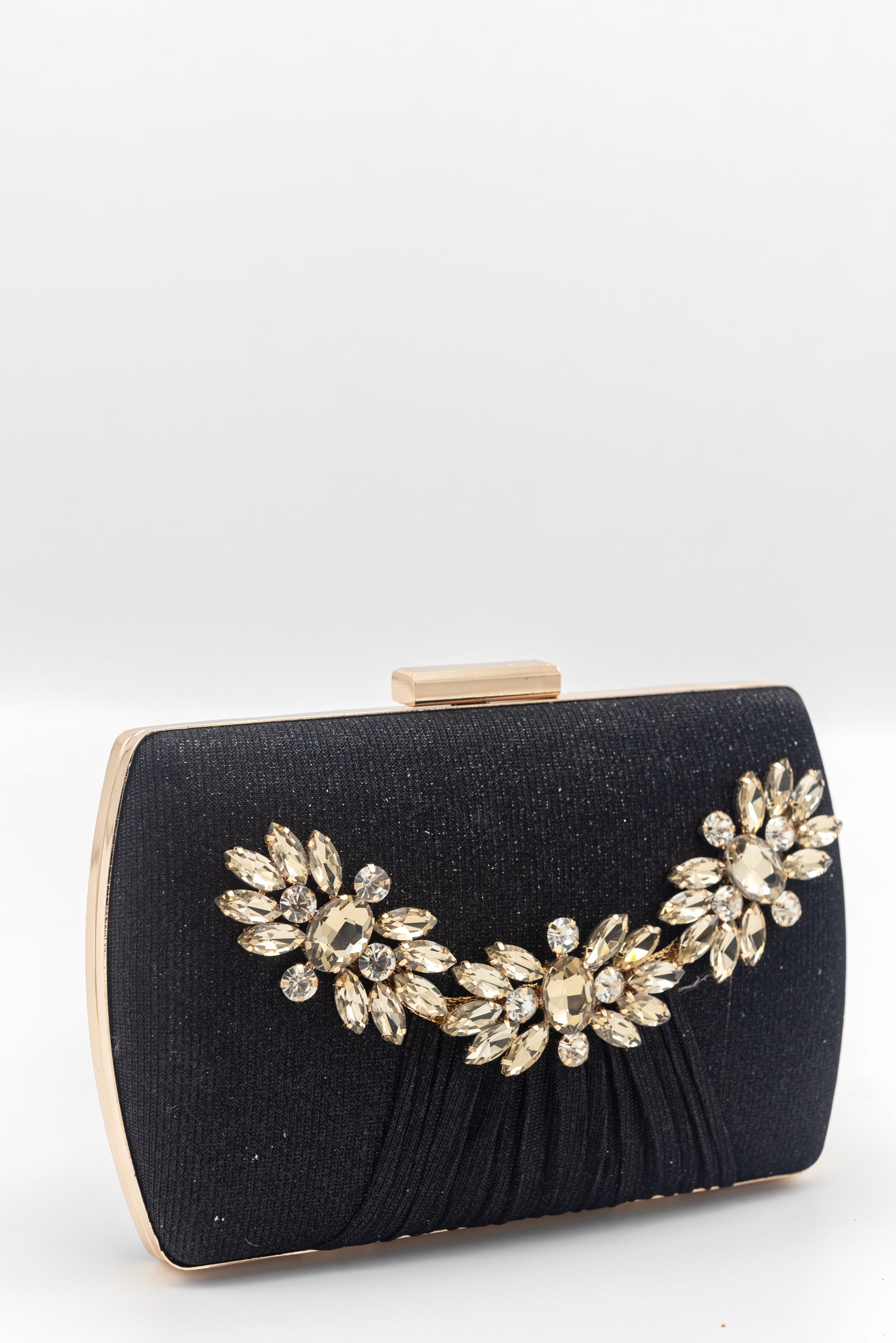 Midnight Jewels Shimmery Black Clutch