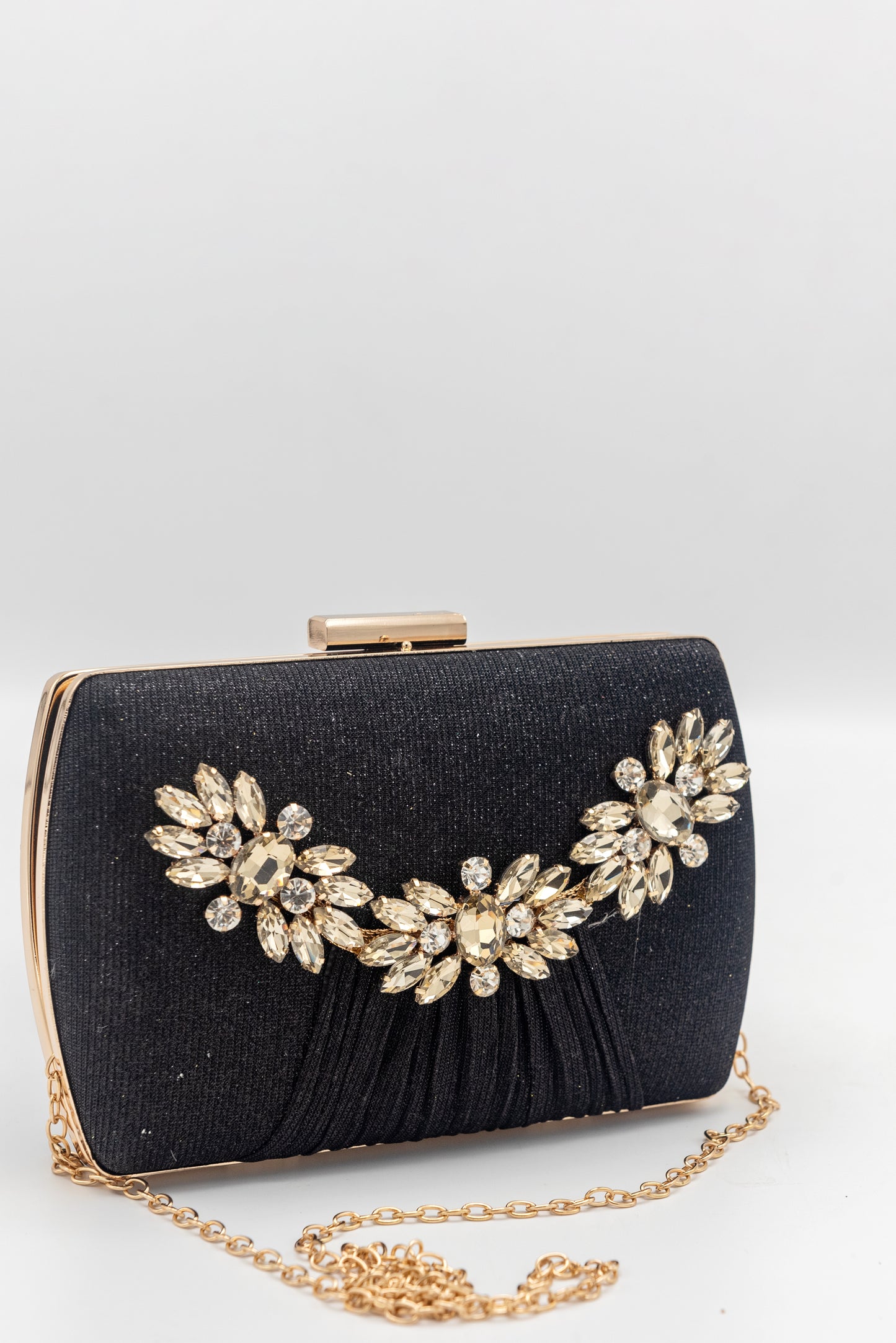 Midnight Jewels Shimmery Black Clutch