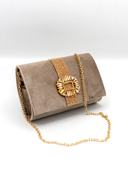 Lustrous Sands Beige Clutch