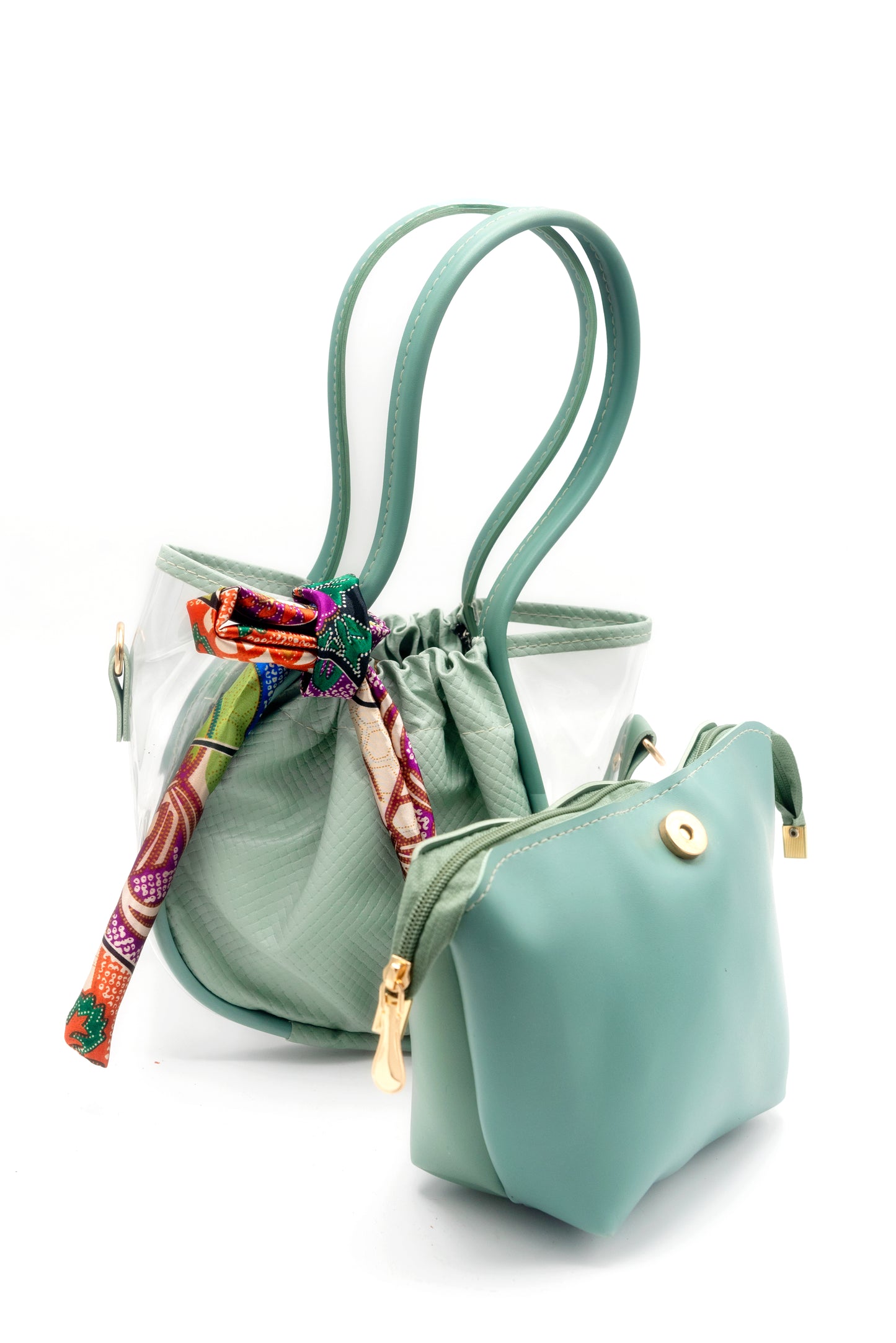 Transparent Elegance Pistachio Green Handbag