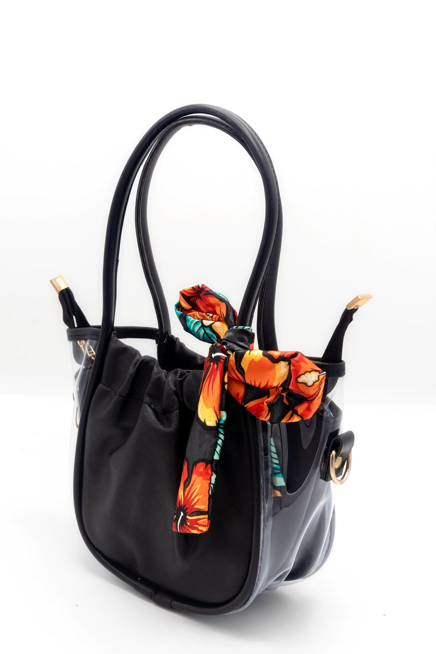 Transparent Elegance Black Handbag