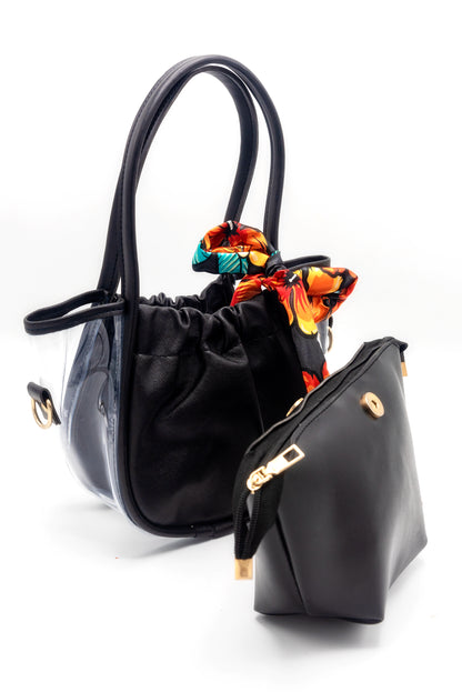 Transparent Elegance Black Handbag