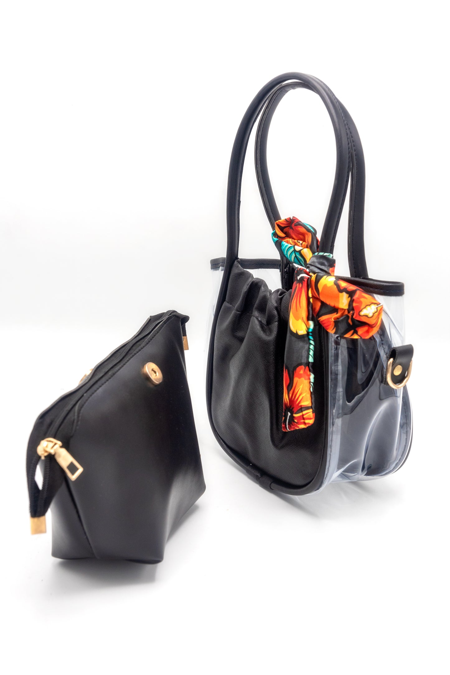 Transparent Elegance Black Handbag