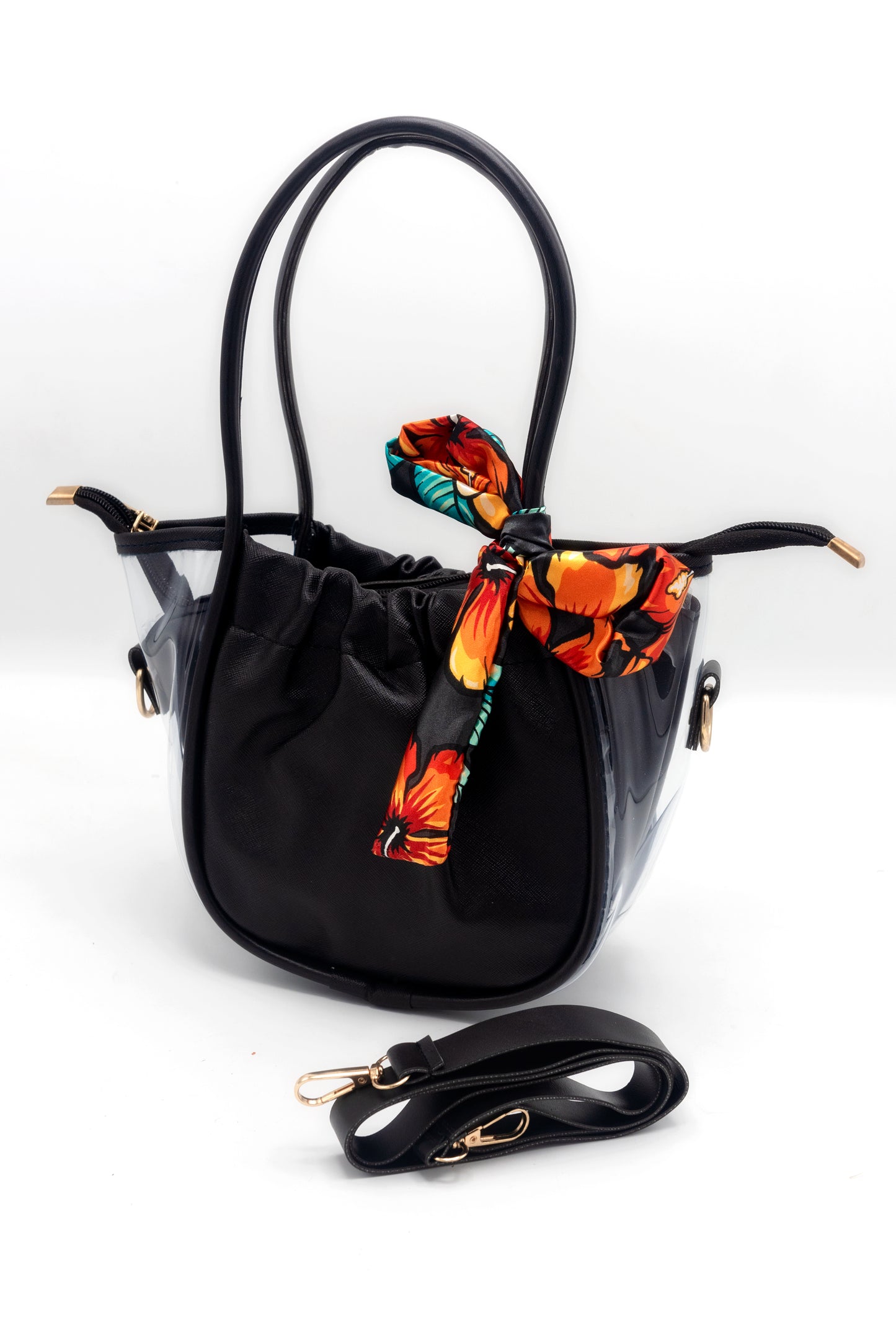 Transparent Elegance Black Handbag