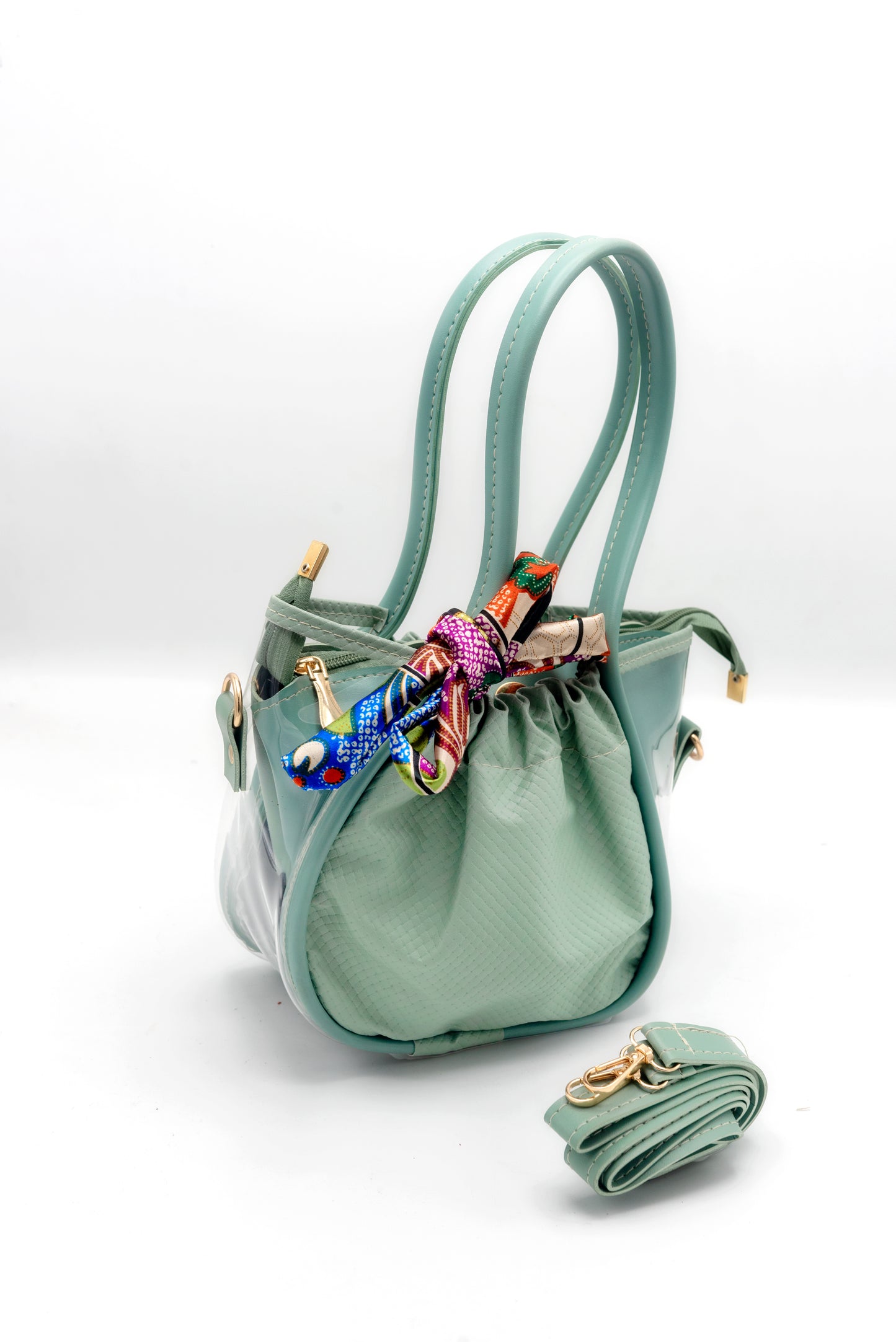 Transparent Elegance Pistachio Green Handbag