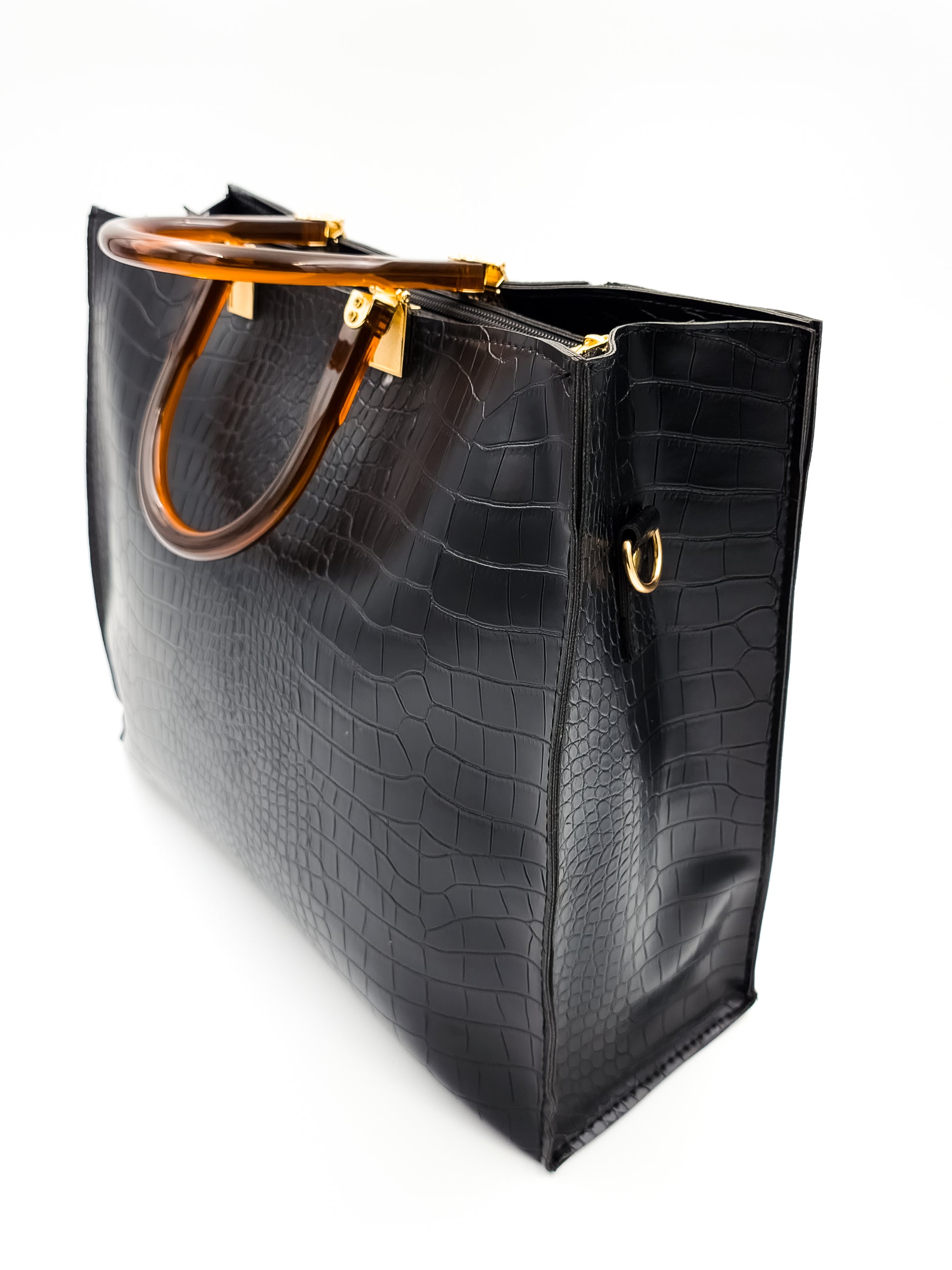 Urban Croc Skin Black Tote Bag