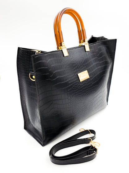 Urban Croc Skin Black Tote Bag