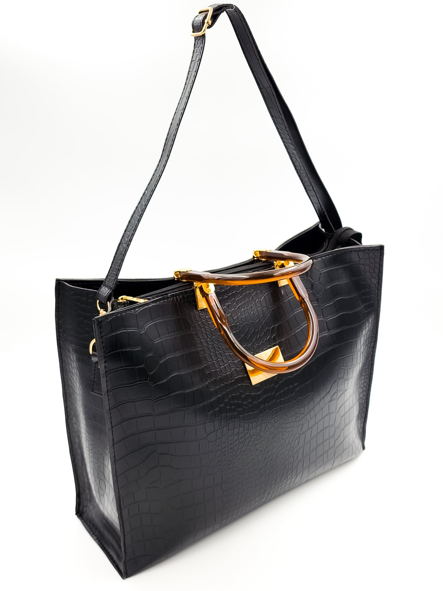 Urban Croc Skin Black Tote Bag