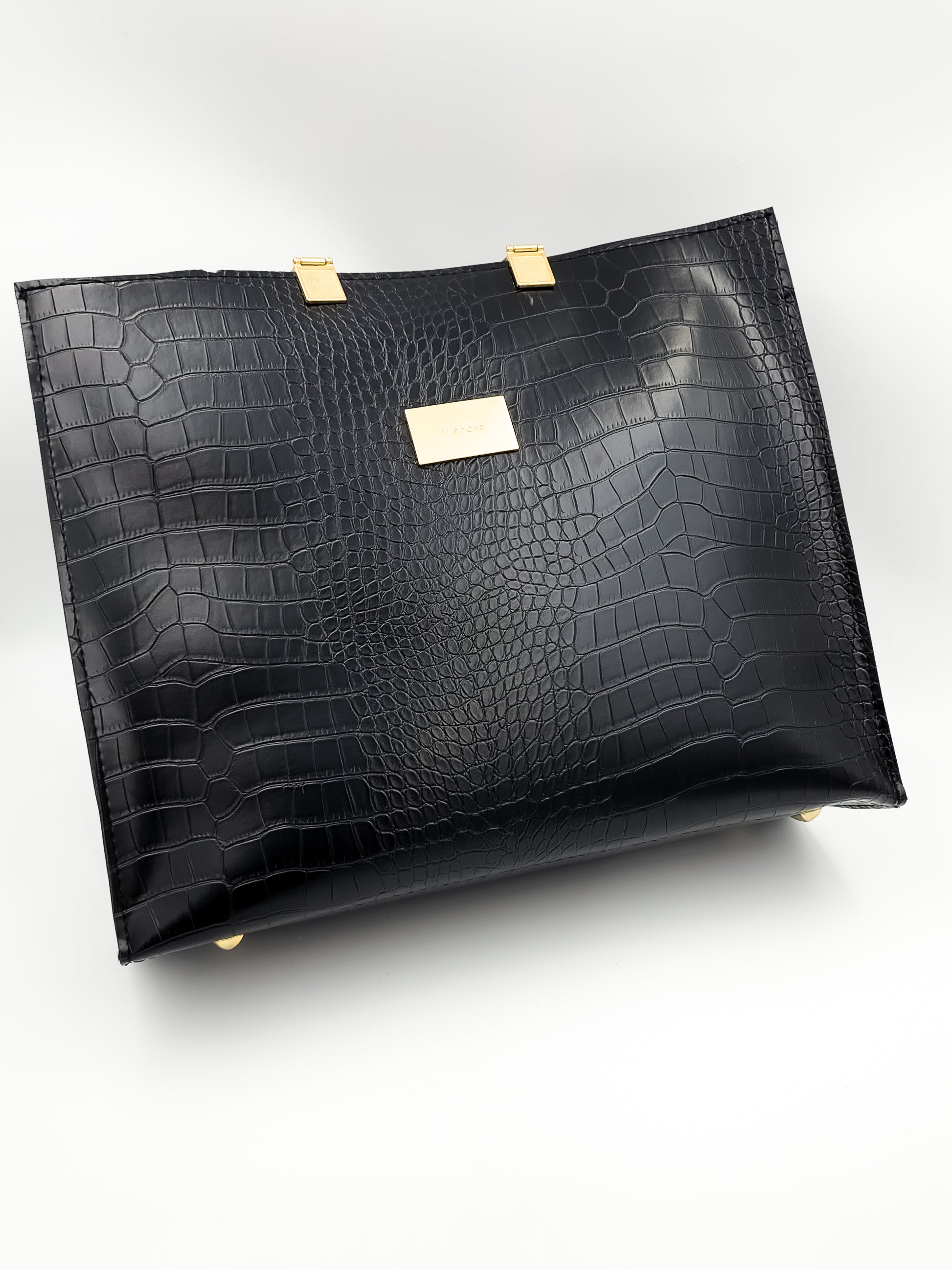 Urban Croc Skin Black Tote Bag