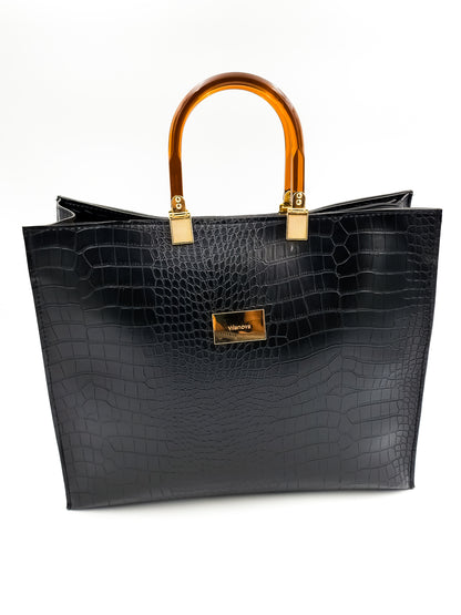 Urban Croc Skin Black Tote Bag