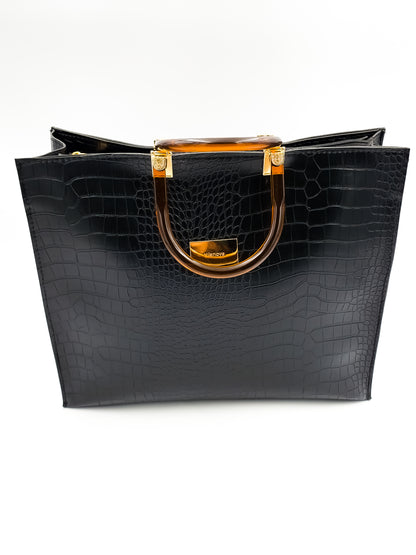 Urban Croc Skin Black Tote Bag