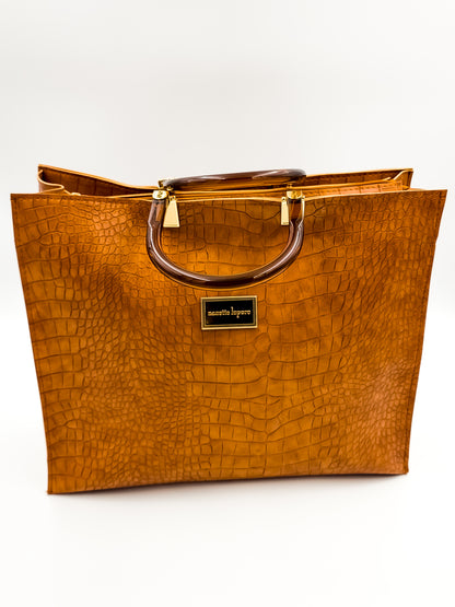 Urban Croc Skin Brown Tote Bag