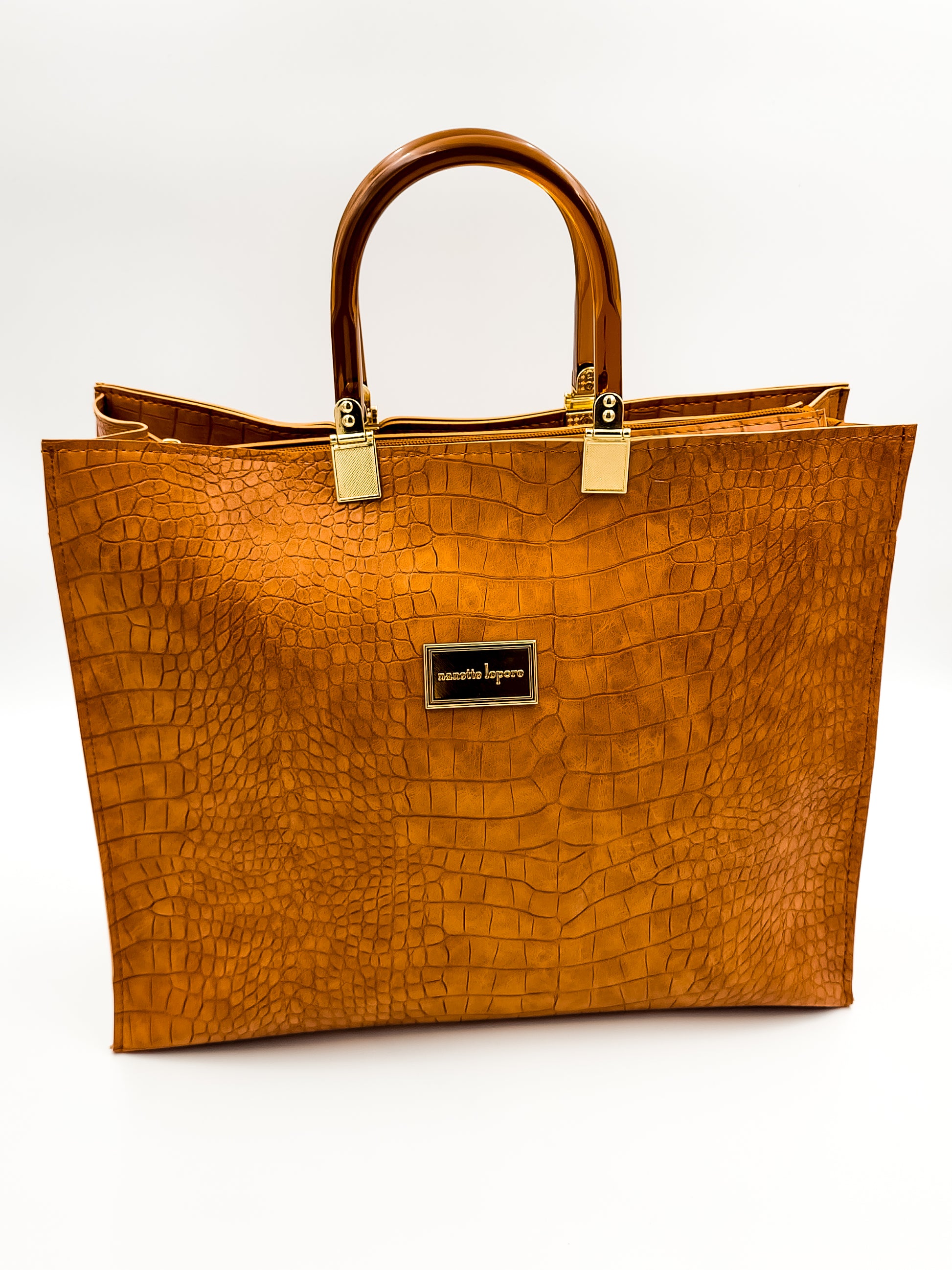 Urban Croc Skin Brown Tote Bag