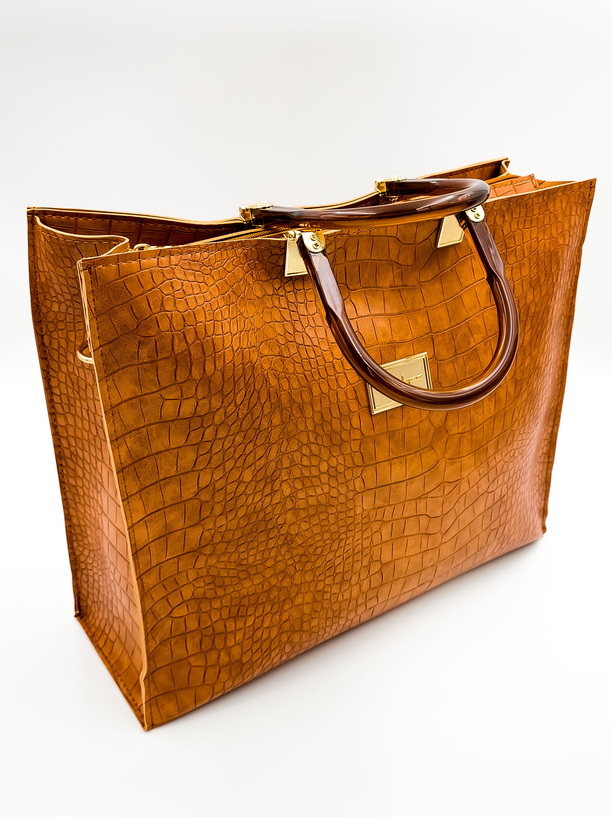 Urban Croc Skin Brown Tote Bag