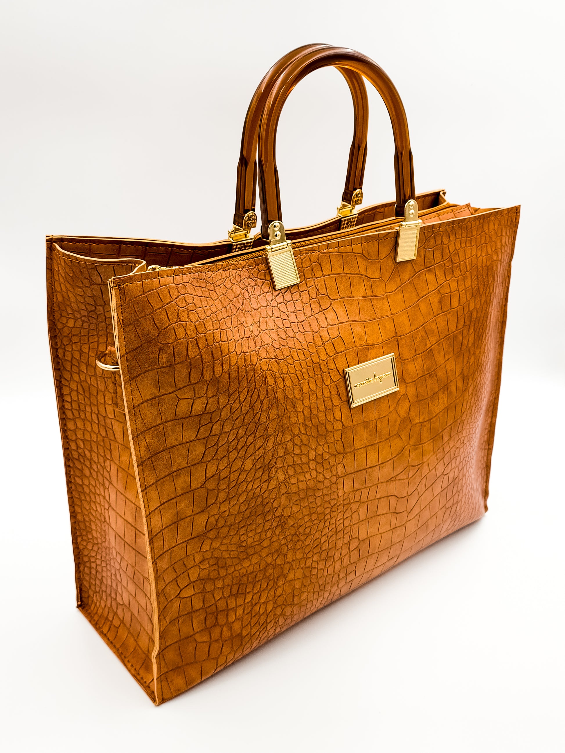 Urban Croc Skin Brown Tote Bag