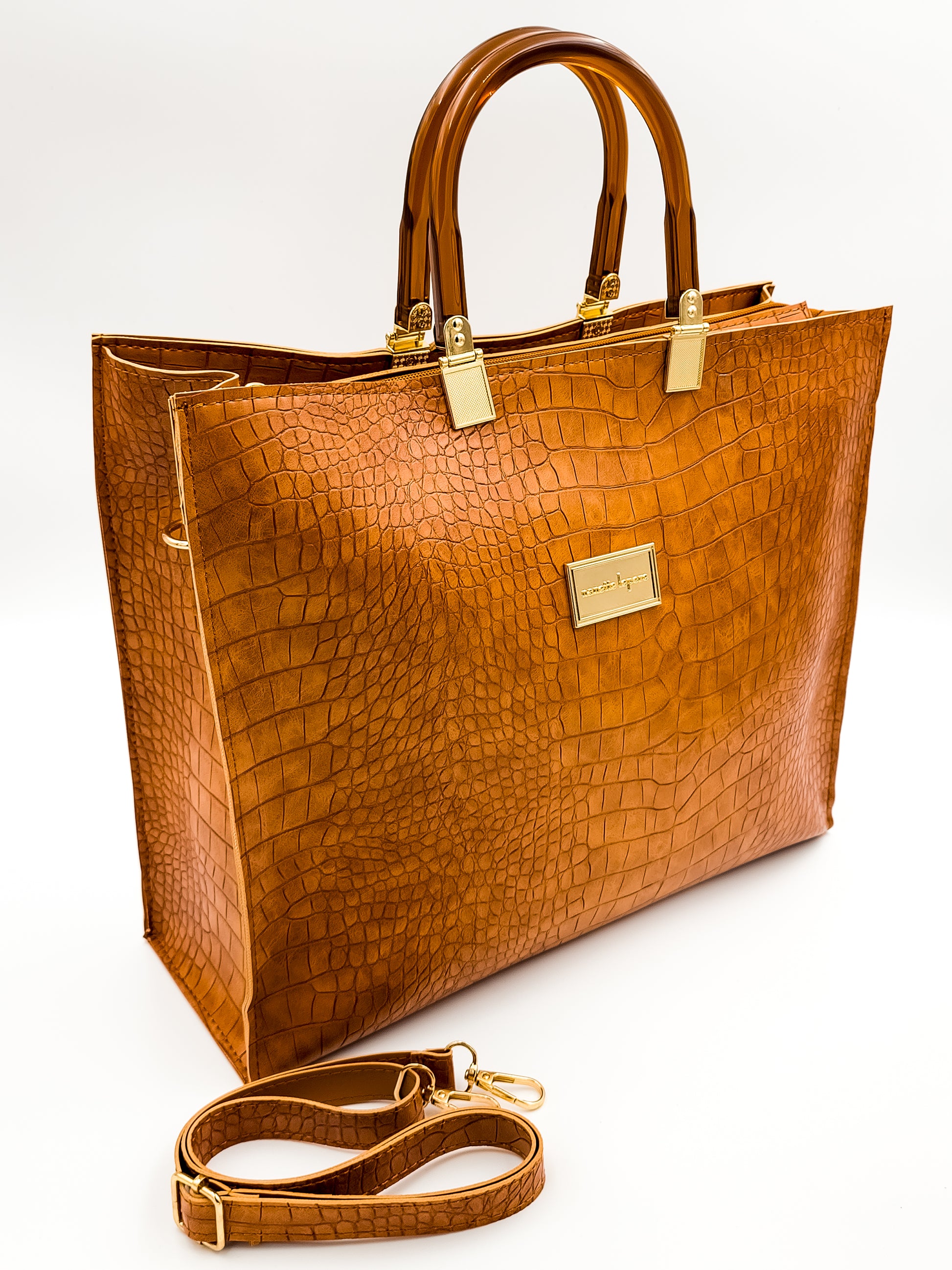 Urban Croc Skin Brown Tote Bag