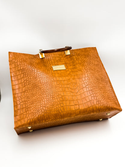 Urban Croc Skin Brown Tote Bag