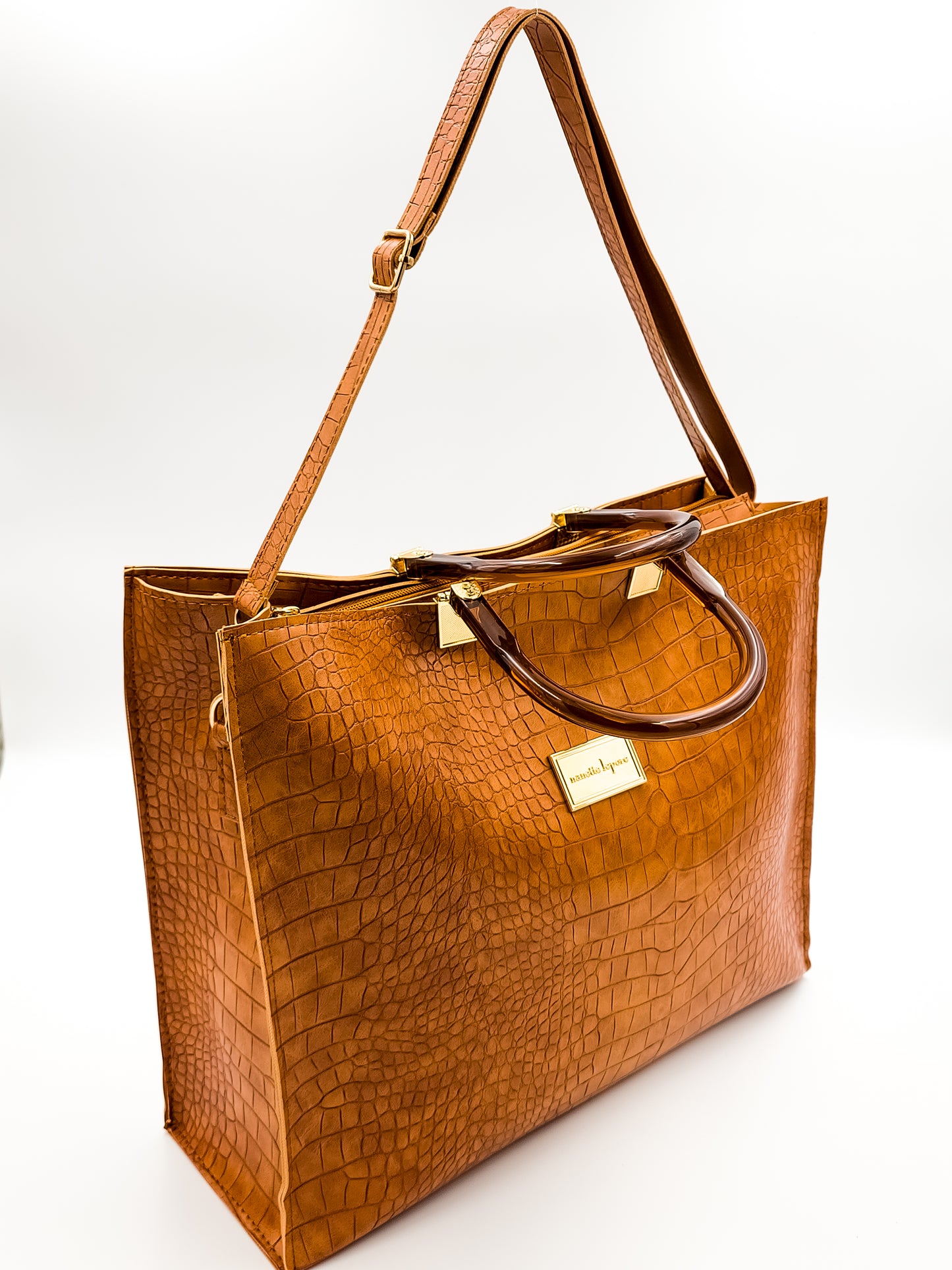 Urban Croc Skin Brown Tote Bag