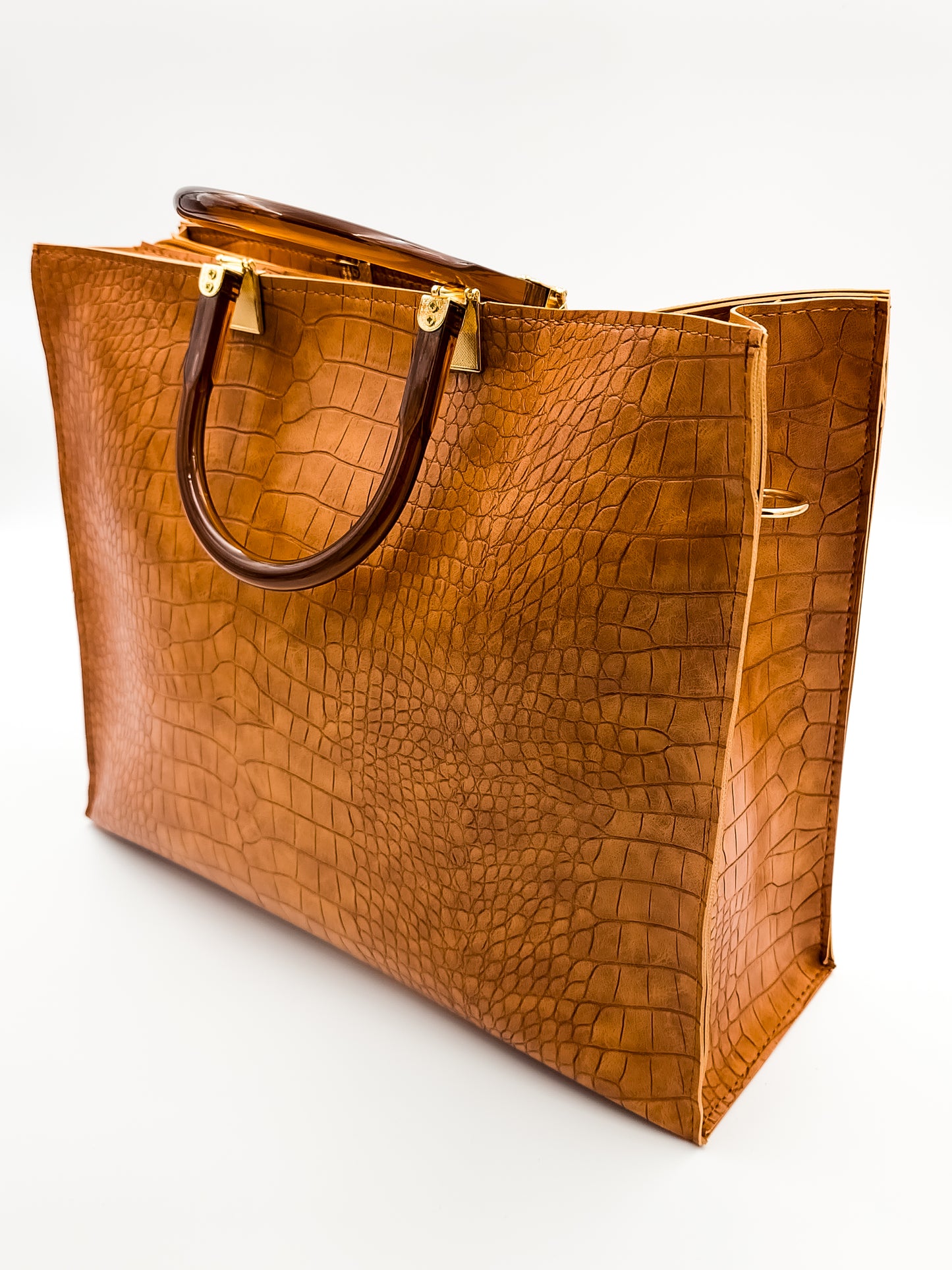 Urban Croc Skin Brown Tote Bag