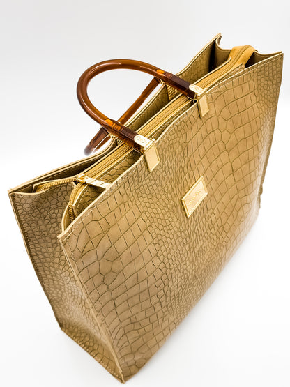 Urban Croc Skin Khaki Tote Bag