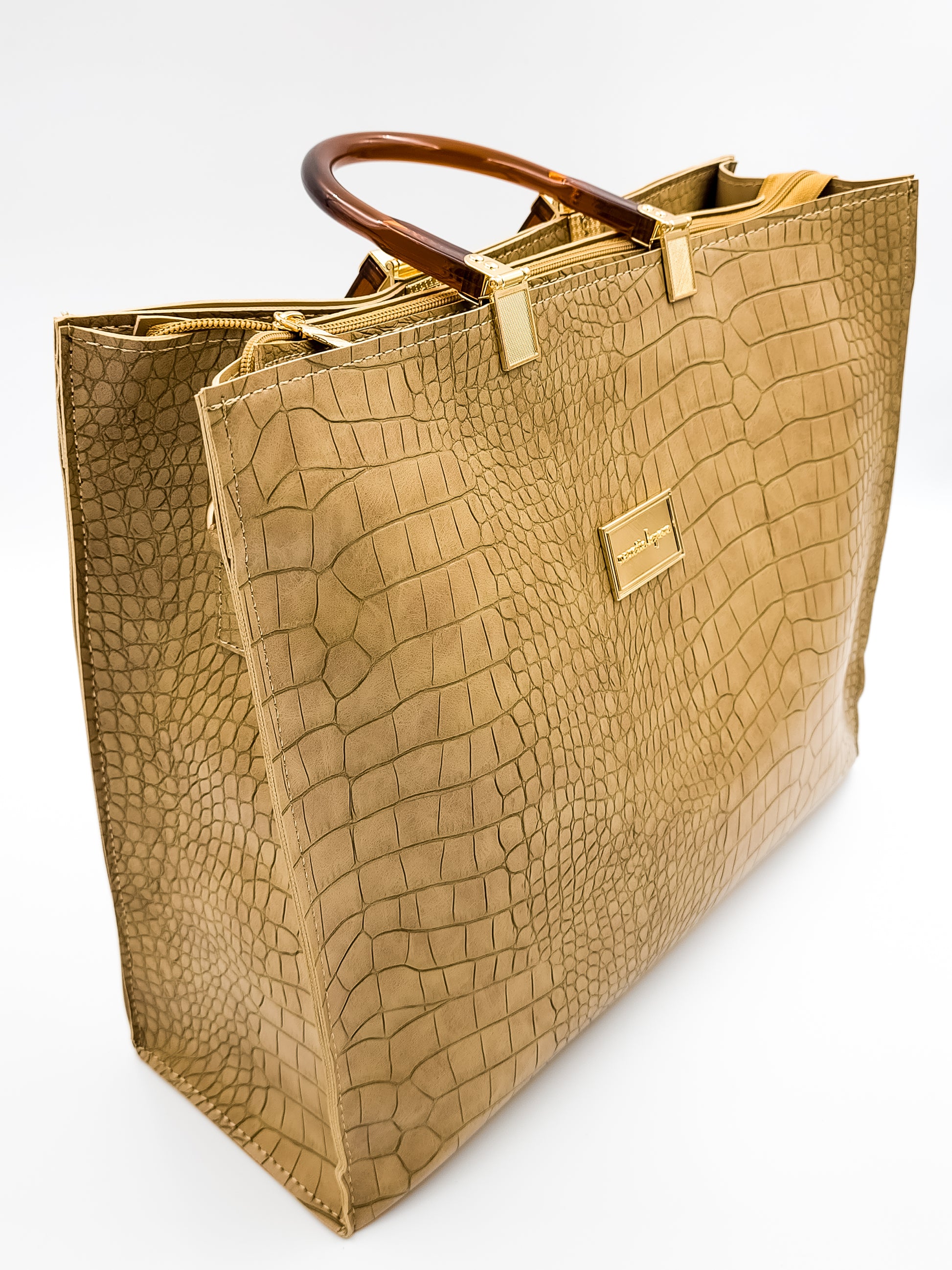 Urban Croc Skin Khaki Tote Bag