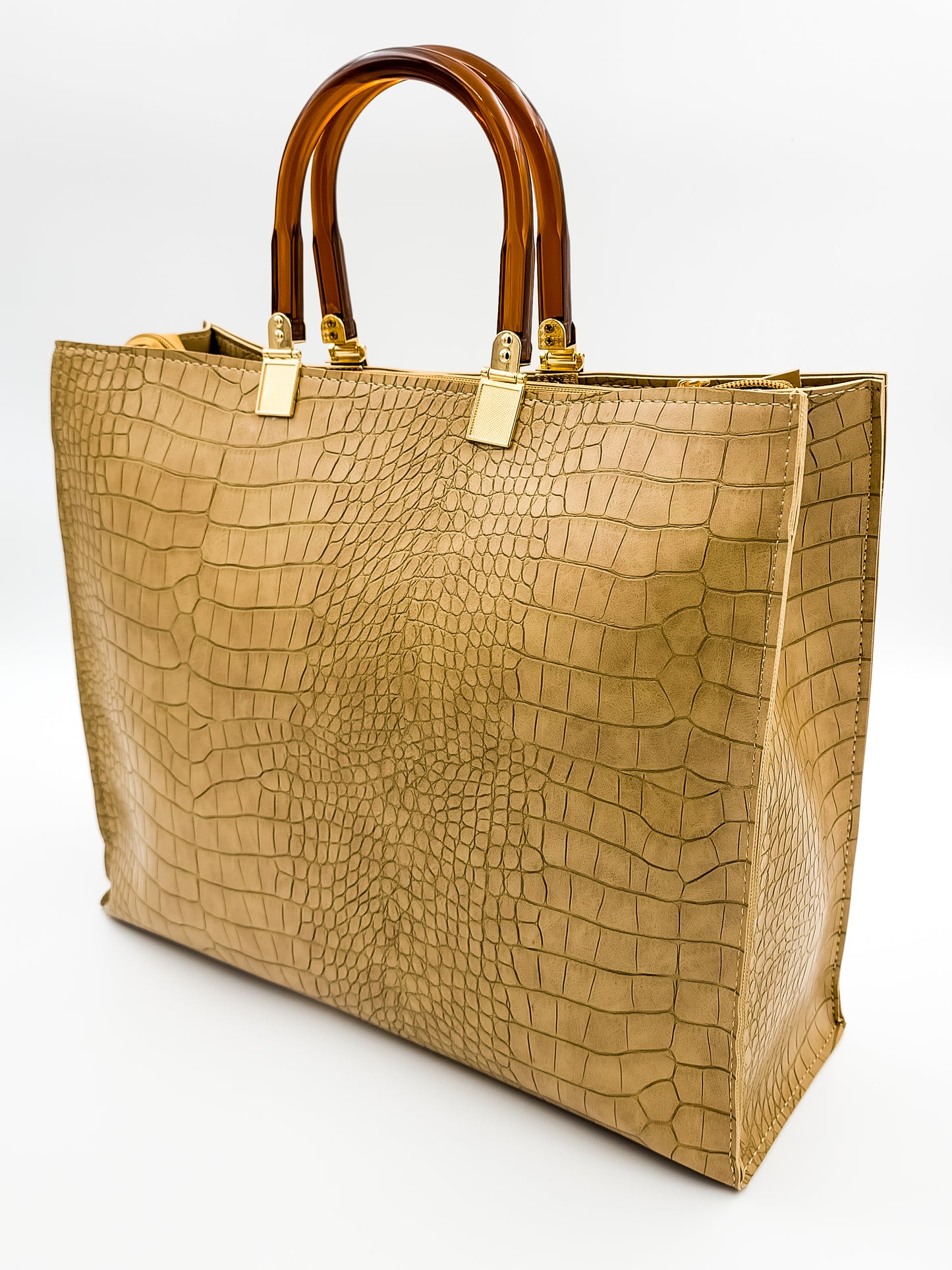 Urban Croc Skin Khaki Tote Bag