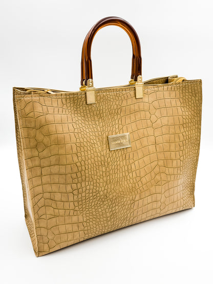 Urban Croc Skin Khaki Tote Bag