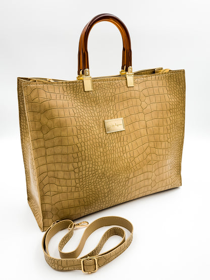 Urban Croc Skin Khaki Tote Bag