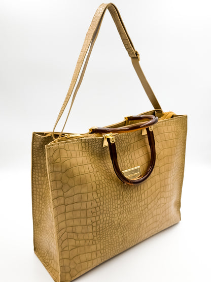 Urban Croc Skin Khaki Tote Bag