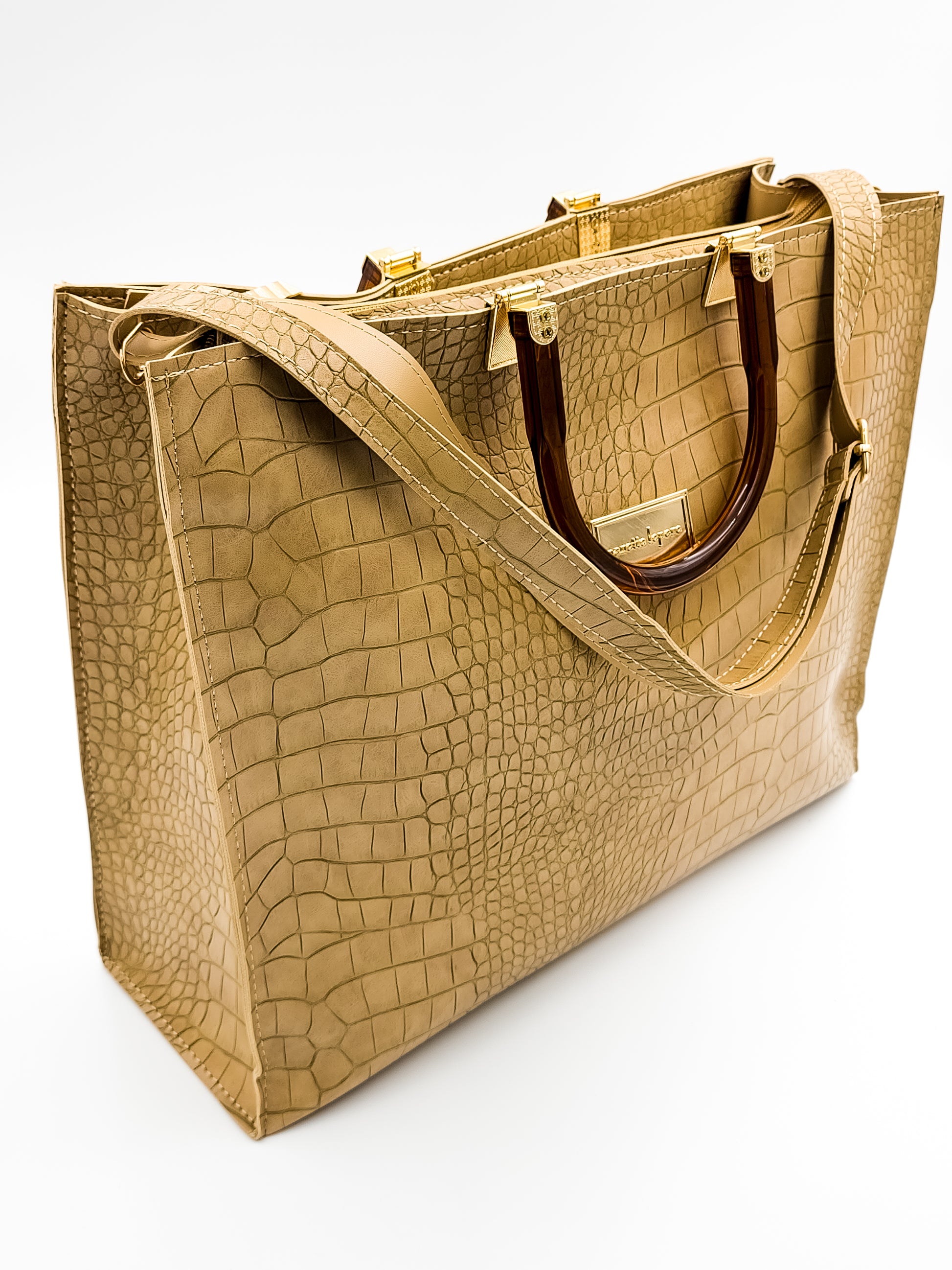 Urban Croc Skin Khaki Tote Bag