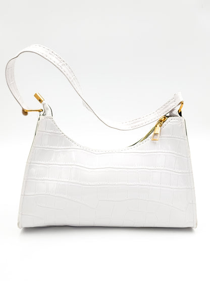 Arctic Croc Skin White Handbag