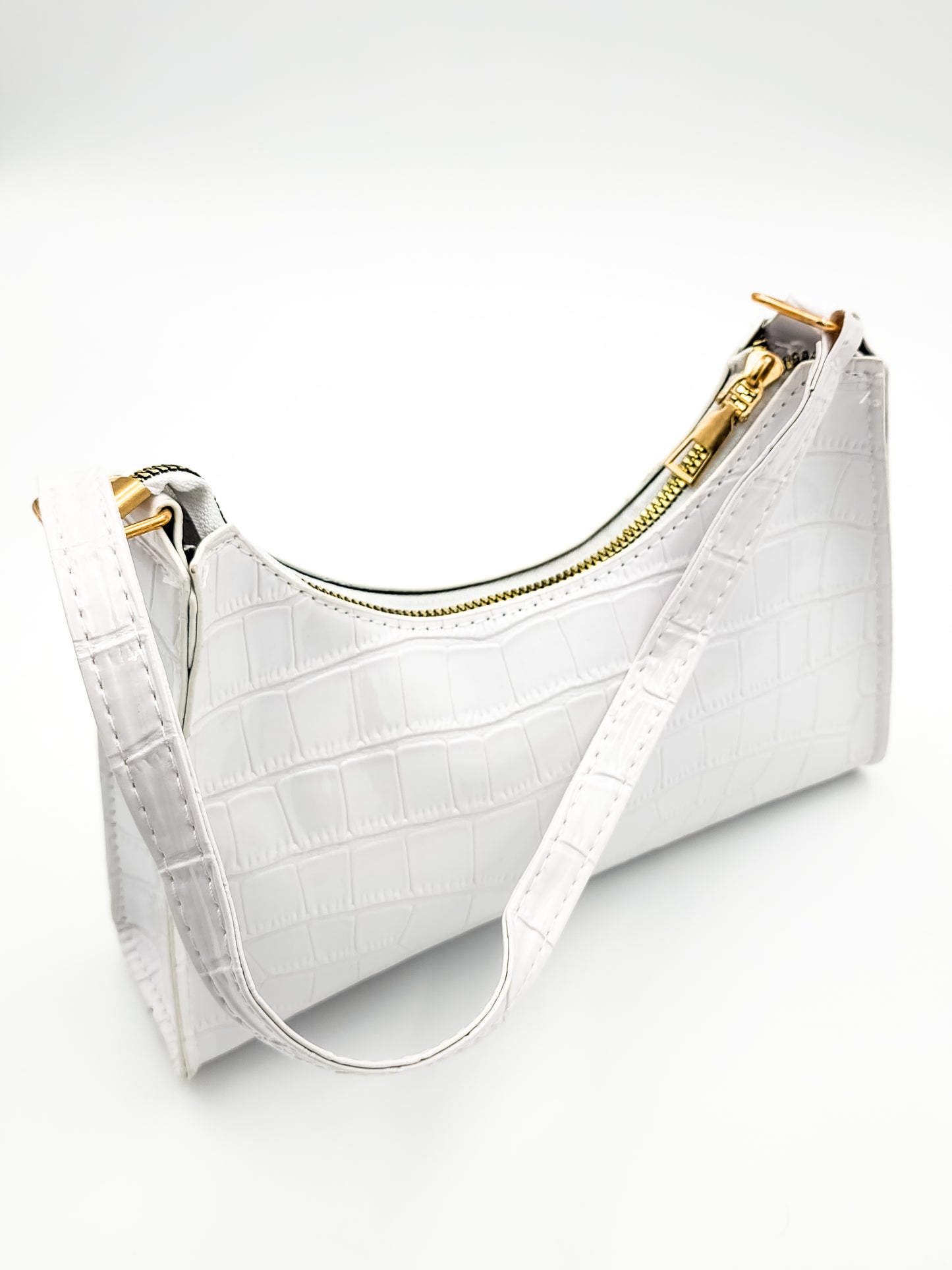 Arctic Croc Skin White Handbag