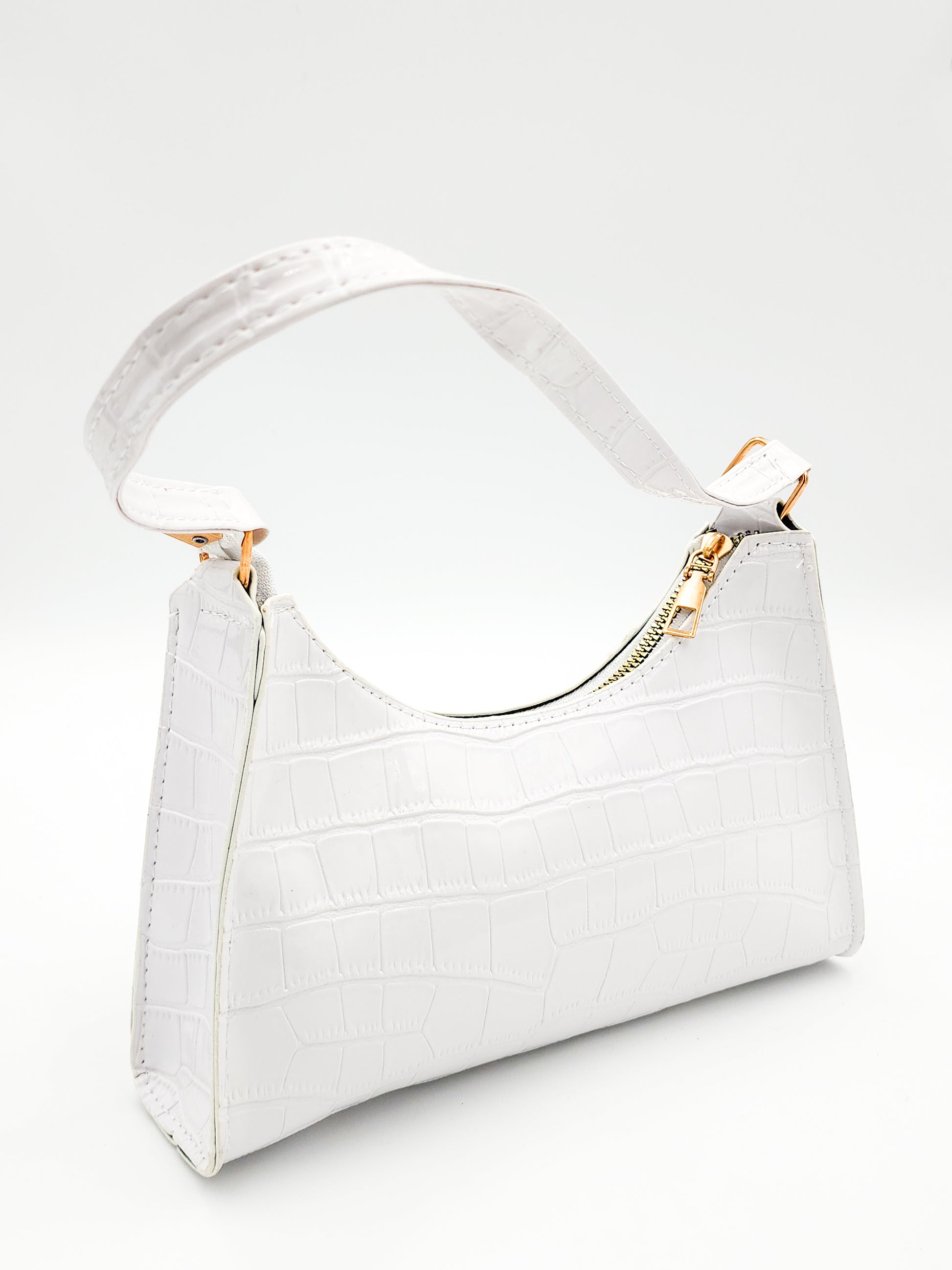 Arctic Croc Skin White Handbag