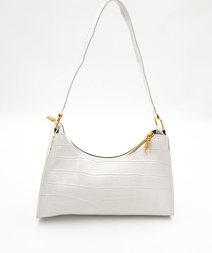 Arctic Croc Skin White Handbag