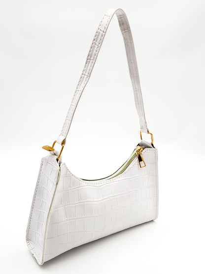 Arctic Croc Skin White Handbag