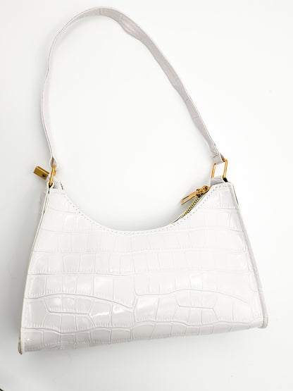 Arctic Croc Skin White Handbag