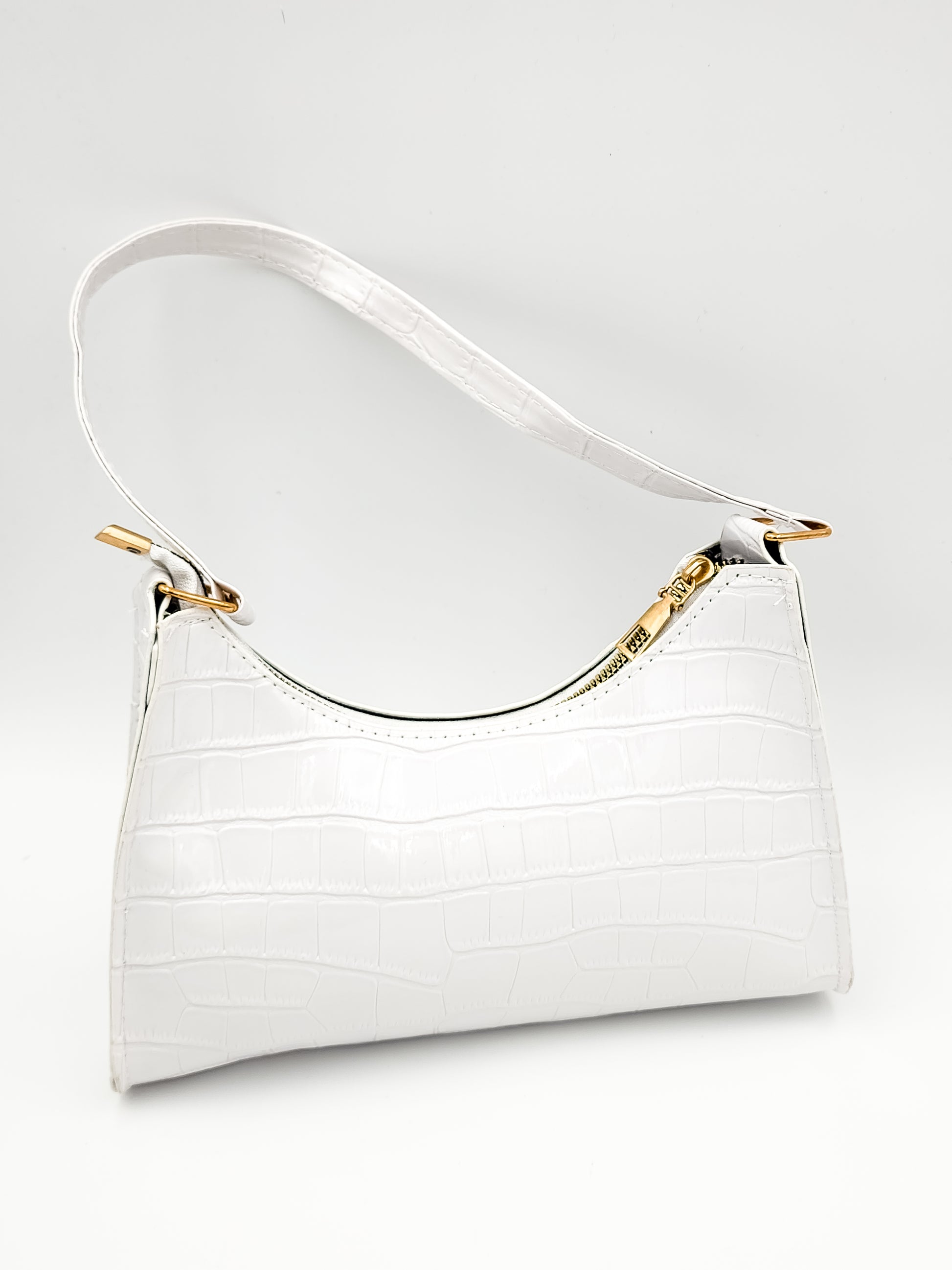 Arctic Croc Skin White Handbag