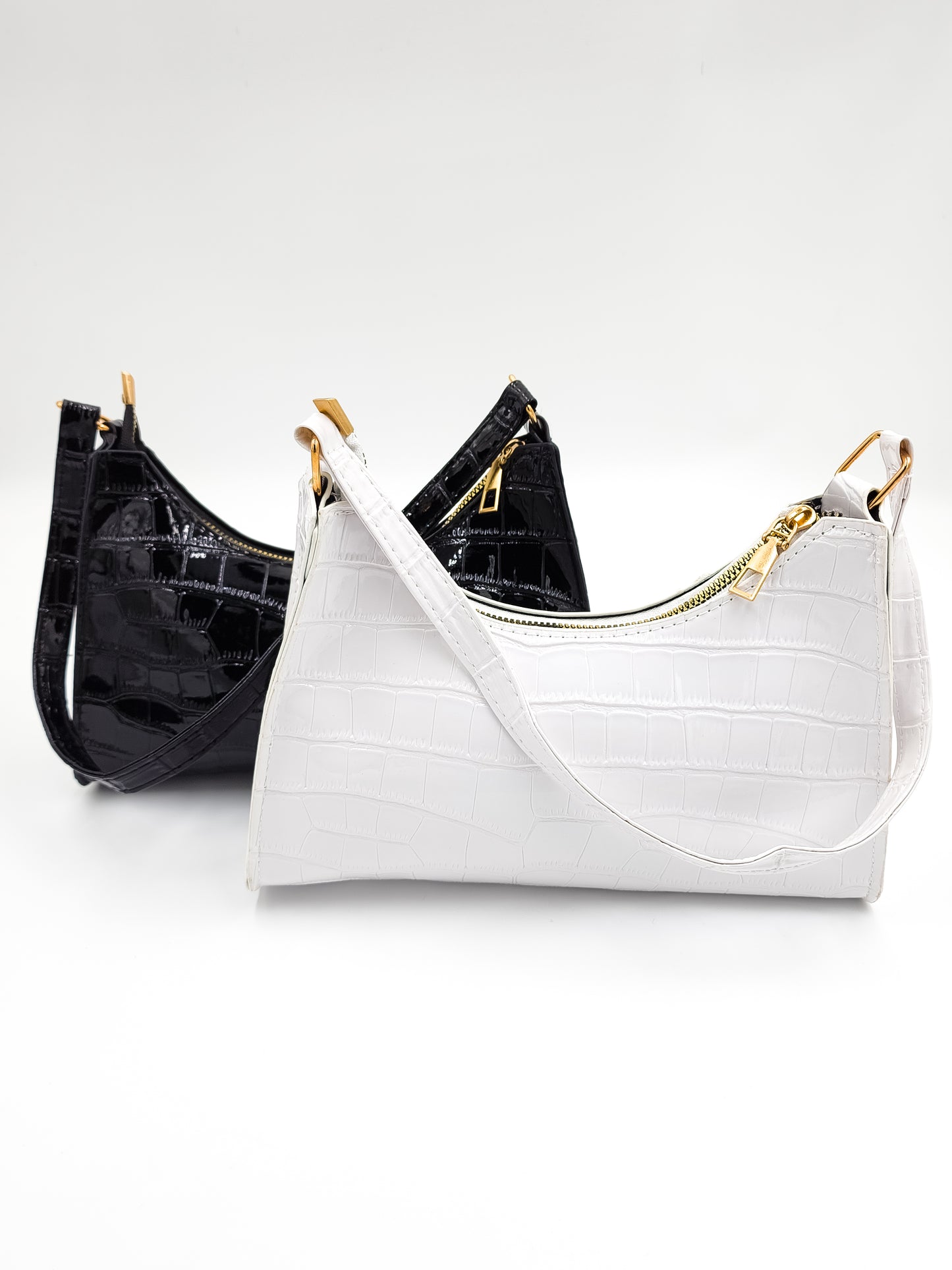 Arctic Croc Skin White Handbag