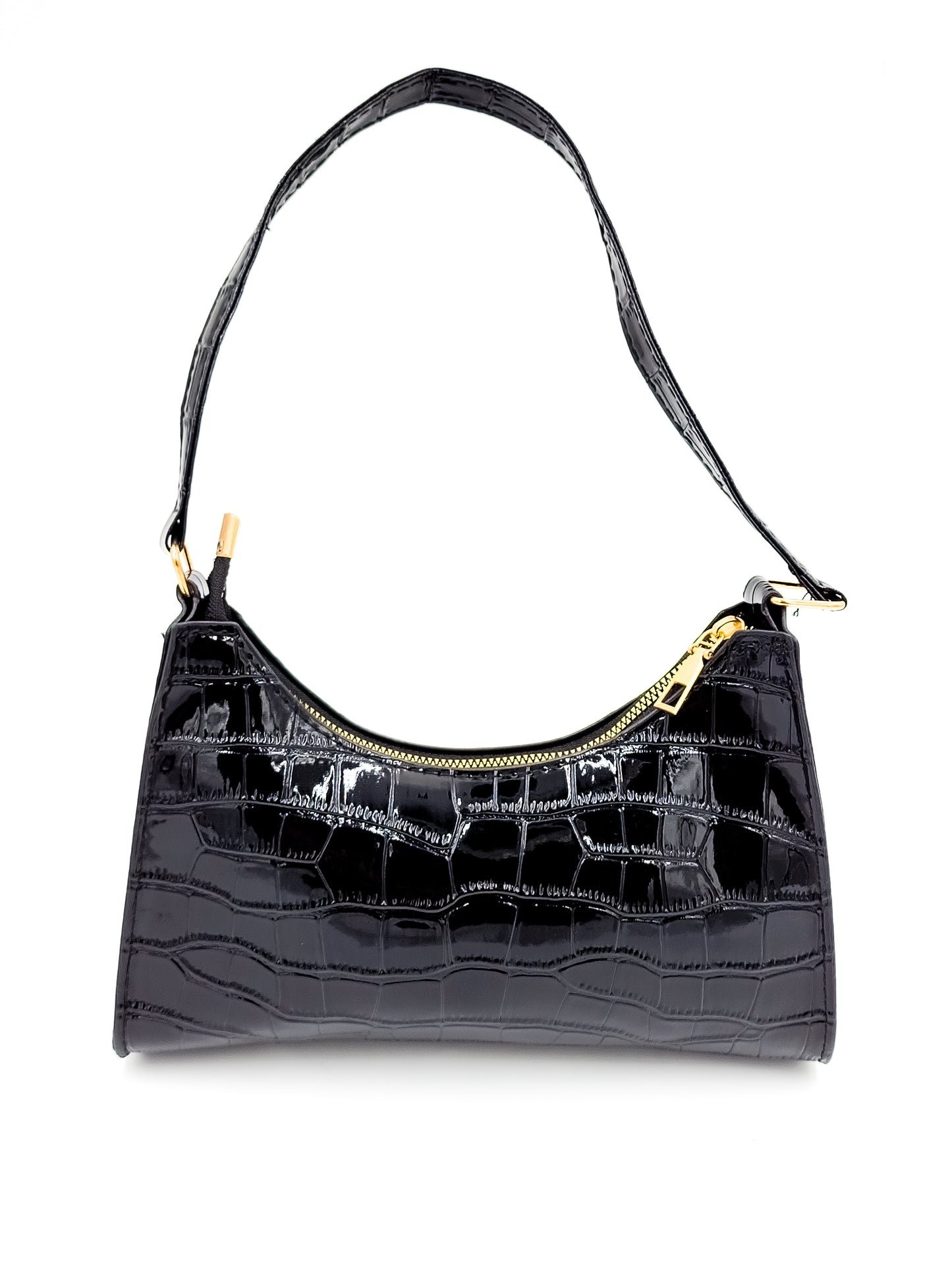 Noir Croc Skin Black Handbag