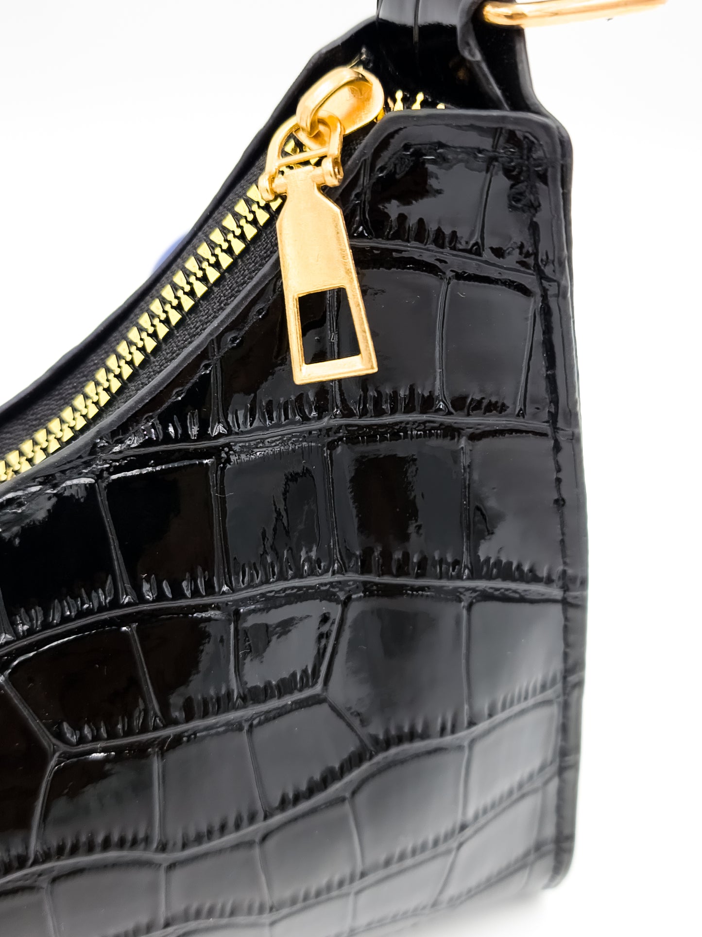 Noir Croc Skin Black Handbag