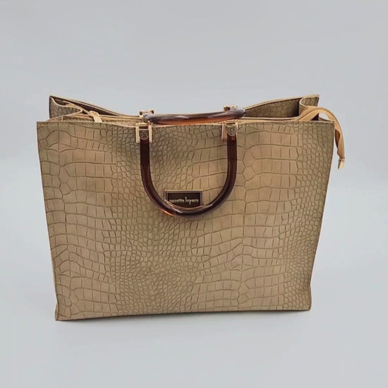 Urban_Croc_Skin_Khaki_Tote_Bag