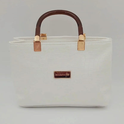 Majestic Croc Skin White Handbag