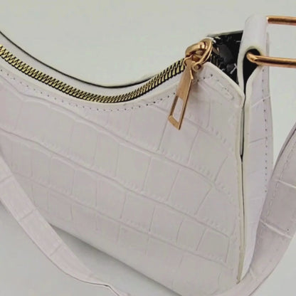 Arctic Croc Skin White Handbag